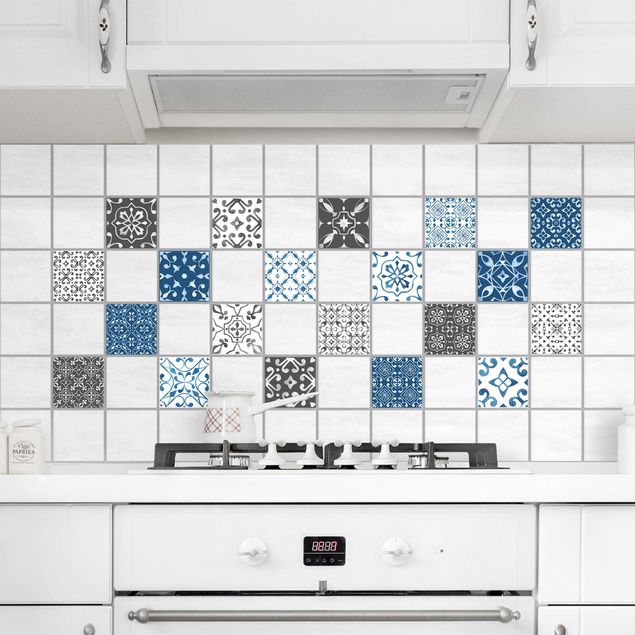 Flise klistermærker mønstre Watercolour Pattern Mix Gray Blue