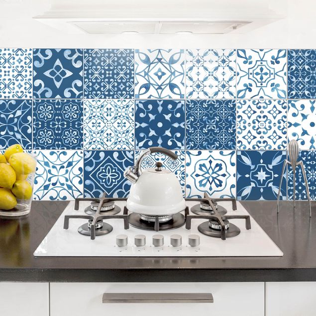 Flise klistermærker mønstre Multicolour Pattern Blue White
