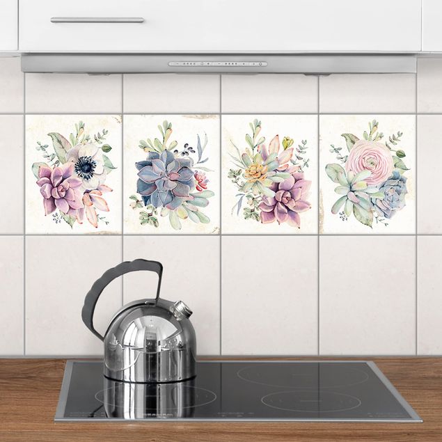 Flise klistermærker mønstre Watercolour Flower Cottage