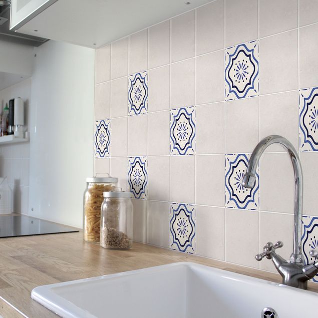 Flise klistermærker mosaik Mediterranean tile white blue