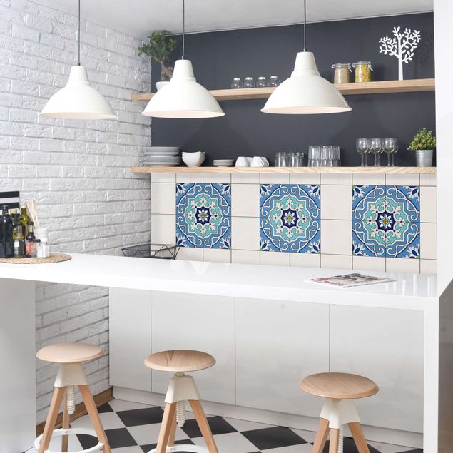 Flise klistermærker Tile Sticker Set - Mediterranean tiles mirror blue
