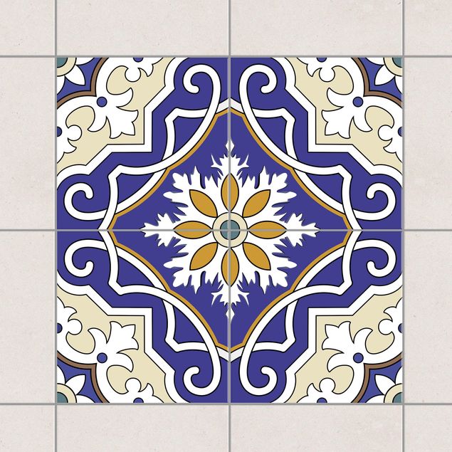 køkken dekorationer Tile Sticker Set - Ornament from 4 Spanish tiles