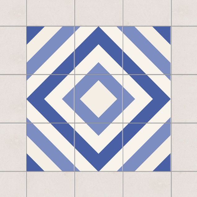 køkken dekorationer Tile Sticker Set - Moroccan tiles check blue white