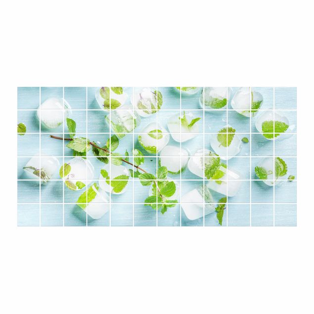 Flise klistermærker Ice Cubes With Mint Leaves