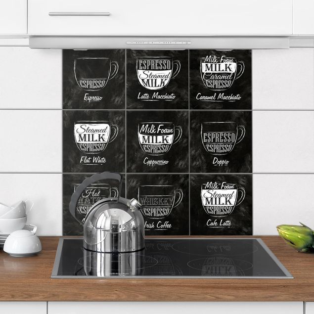 Flise klistermærker Coffee Varieties Chalkboard
