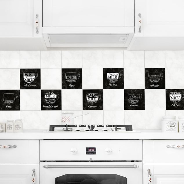 Flise klistermærker Coffee Varieties Chalkboard