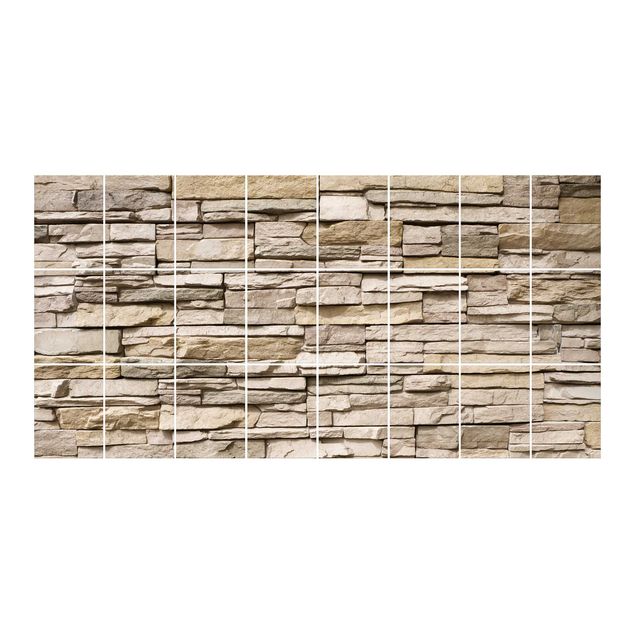 Flise klistermærker Asian Stonewall - Stone Wall From Large Light Coloured Stones