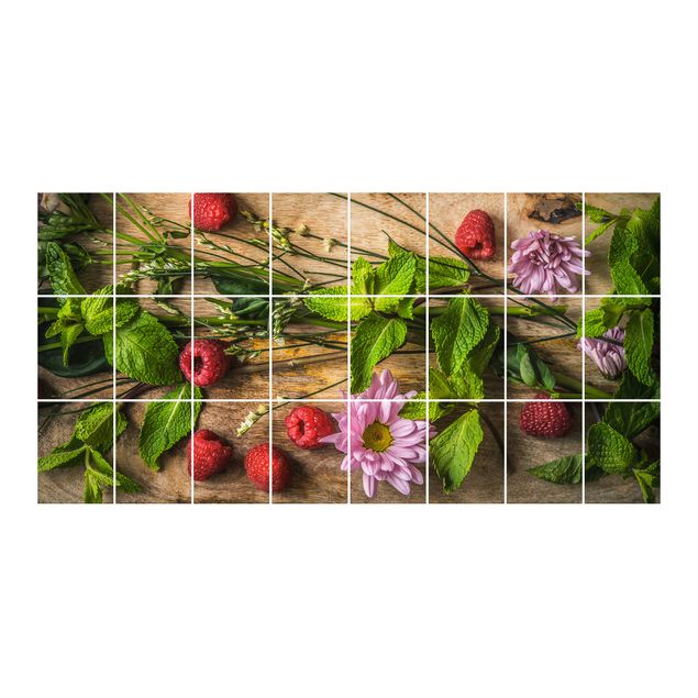 Flise klistermærker Flowers Raspberries Mint