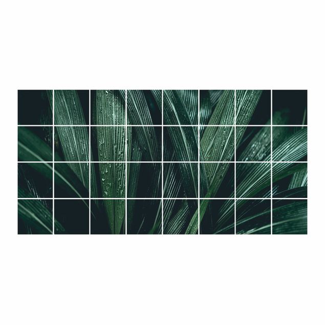 Flise klistermærker Green Palm Leaves