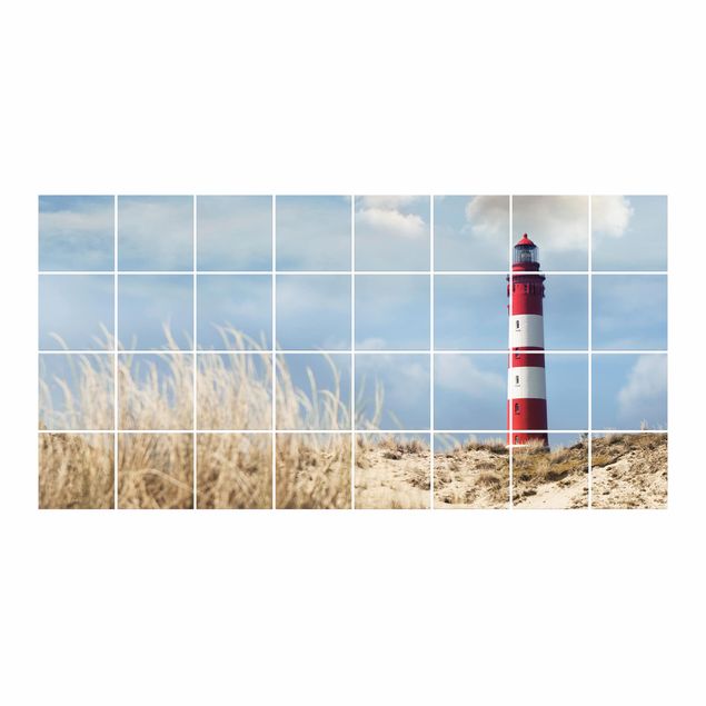 Flise klistermærker Lighthouse Between Dunes
