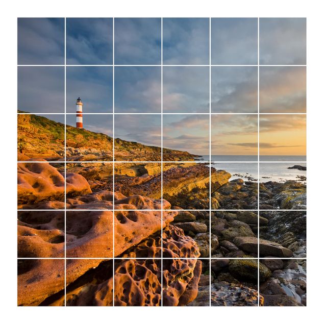 Flise klistermærker Tarbat Ness Ocean & Lighthouse At Sunset