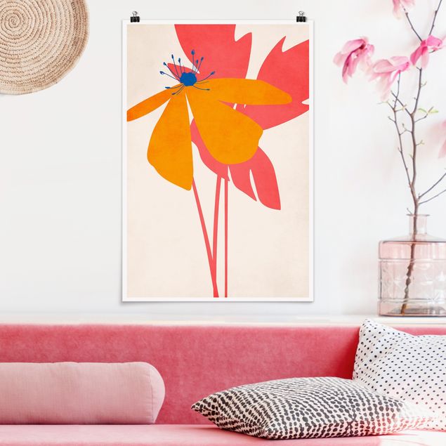 Plakater blomster Floral Beauty Pink And Orange