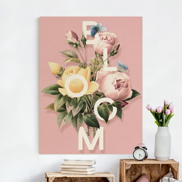 Billeder på lærred roser Florale Typography - Bloom