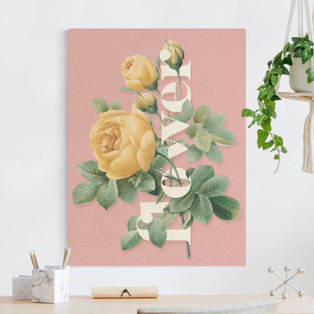 Billeder på lærred roser Florale Typography - Flower