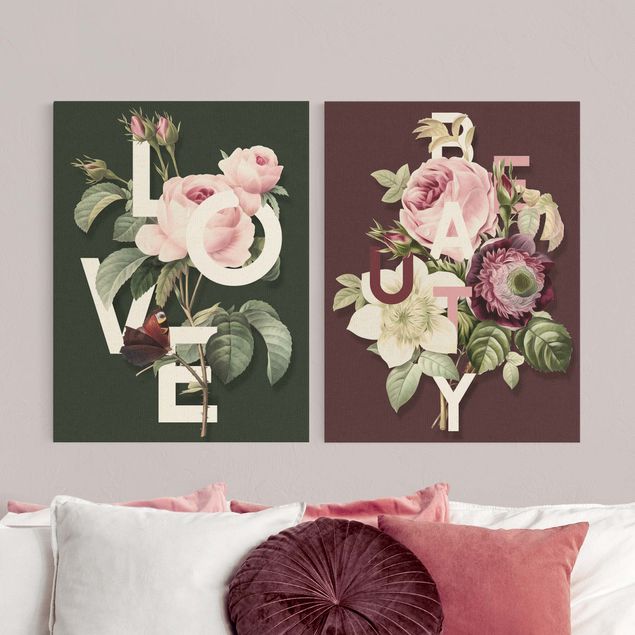 Billeder blomster Floral Typography - Love & Beauty