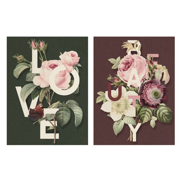 Billeder blomster Floral Typography - Love & Beauty