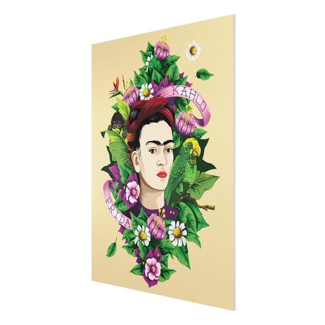 Billeder blomster Frida Kahlo - Frida, Monkey And Parrot