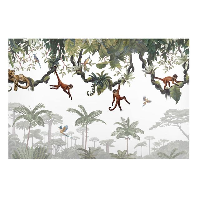 Børneværelse deco Cheeky monkeys in tropical canopies