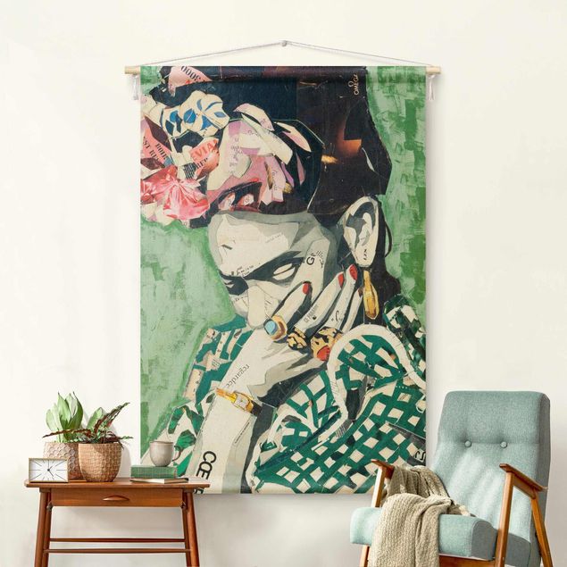 Vægtæppe boho modern Frida Kahlo - Collage No.3