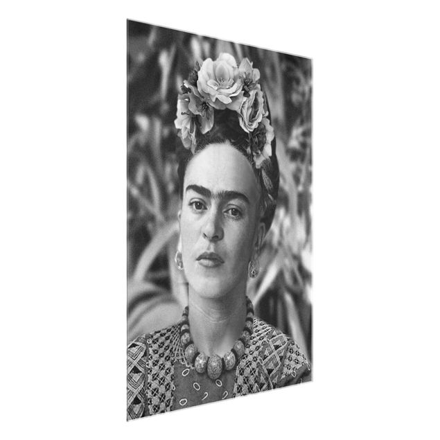 Billeder sort og hvid Frida Kahlo Photograph Portrait With Flower Crown