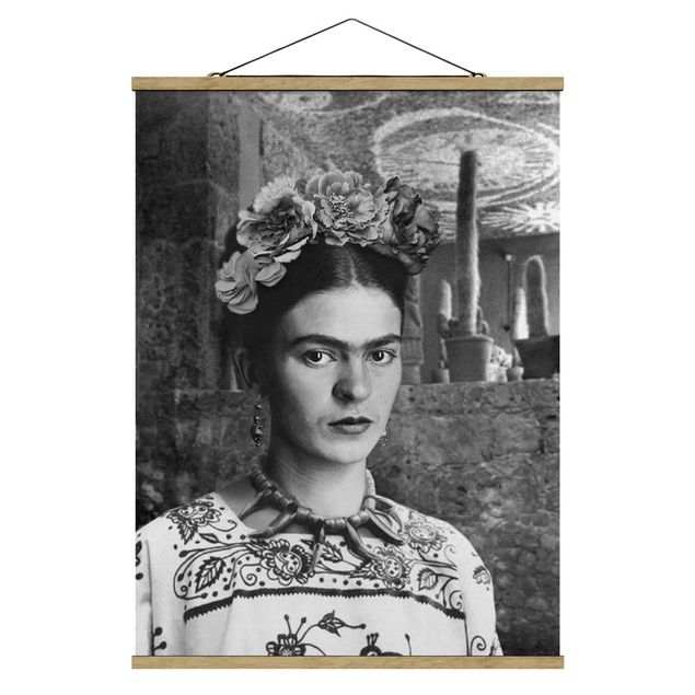 Billeder sort og hvid Frida Kahlo Photograph Portrait With Cacti