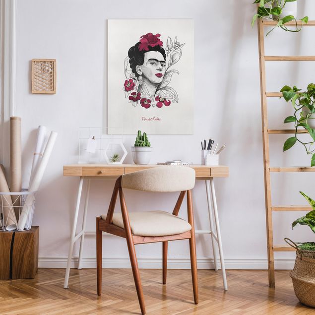 Billeder portræt Frida Kahlo Portrait With Flowers