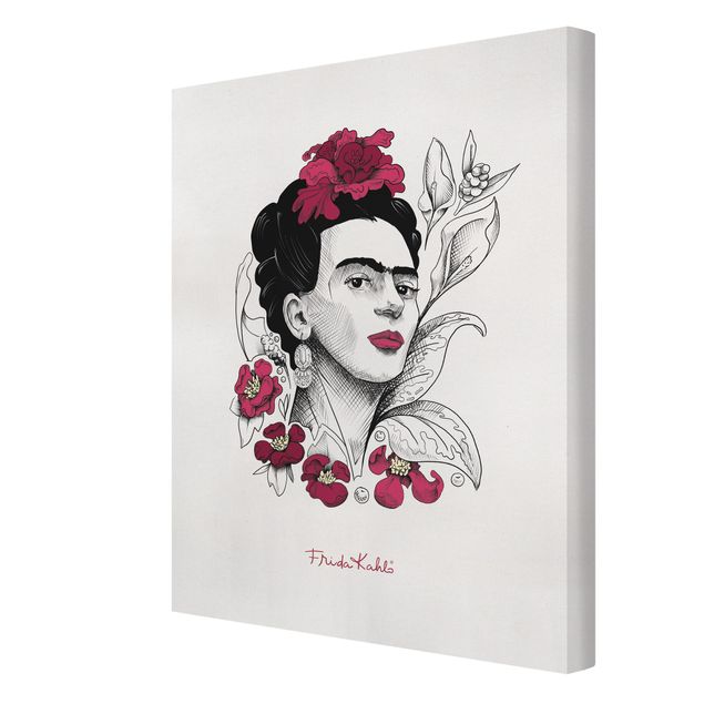 Billeder på lærred Frida Kahlo Portrait With Flowers