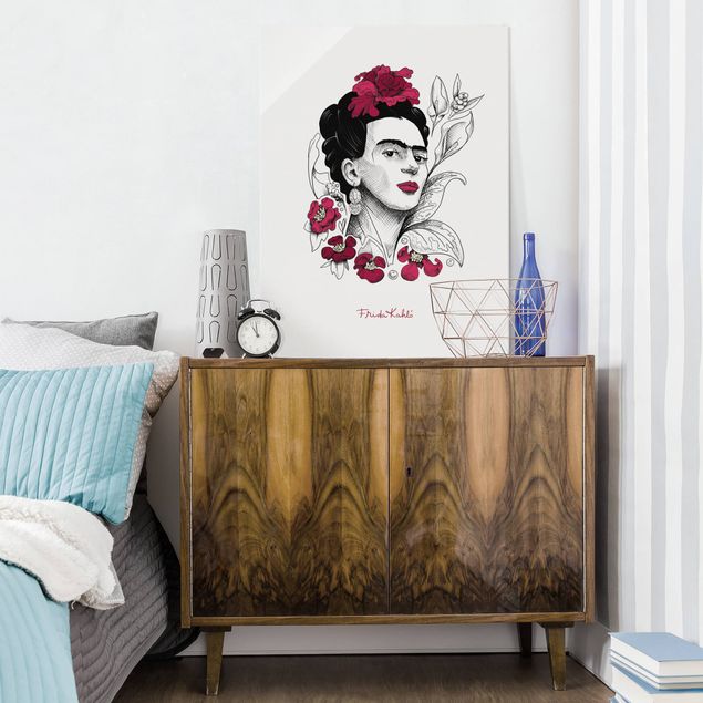 Billeder portræt Frida Kahlo Portrait With Flowers