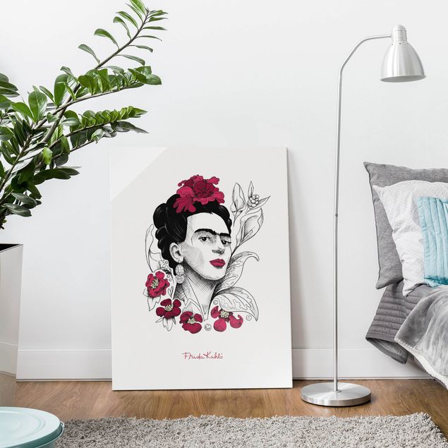 Billeder moderne Frida Kahlo Portrait With Flowers