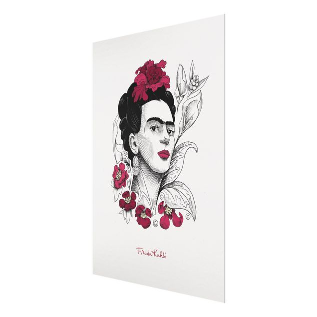 Glas magnettavla Frida Kahlo Portrait With Flowers