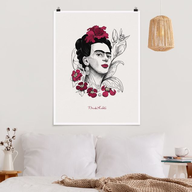 Plakater kunsttryk Frida Kahlo Portrait With Flowers