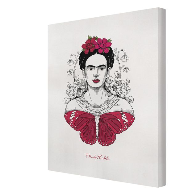 Billeder Frida Kahlo Frida Kahlo Portrait With Flowers And Butterflies