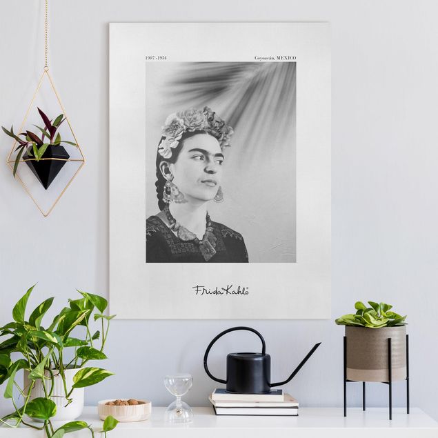 Billeder på lærred sort og hvid Frida Kahlo Portrait With Jewellery