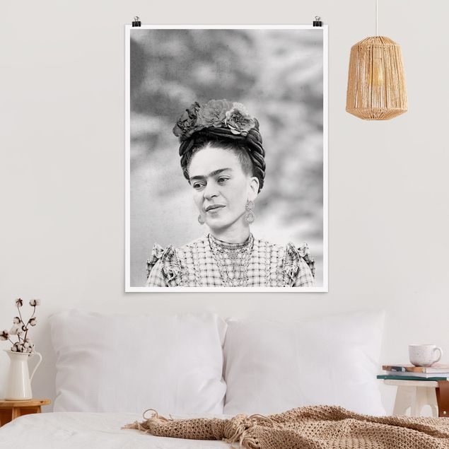 Plakater sort og hvid Frida Kahlo Portrait