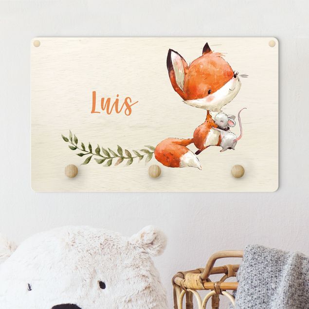 Børneværelse deco Fox And Mouse Are Friends With Customised Name