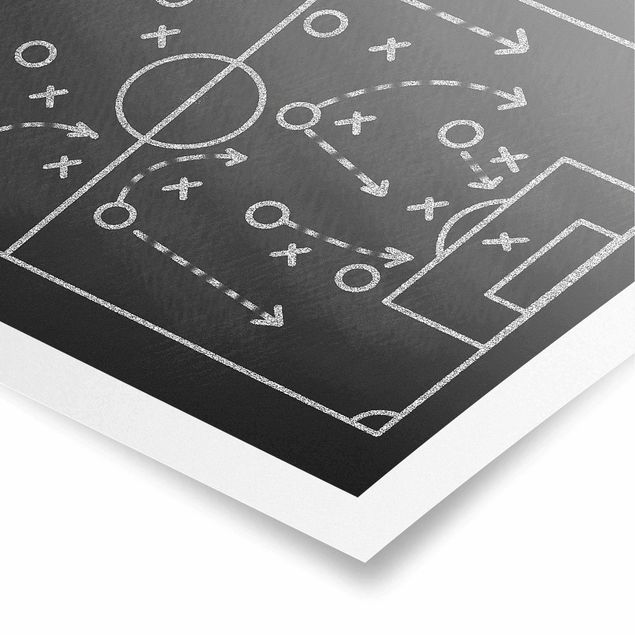 Billeder sort og hvid Football Strategy On Blackboard