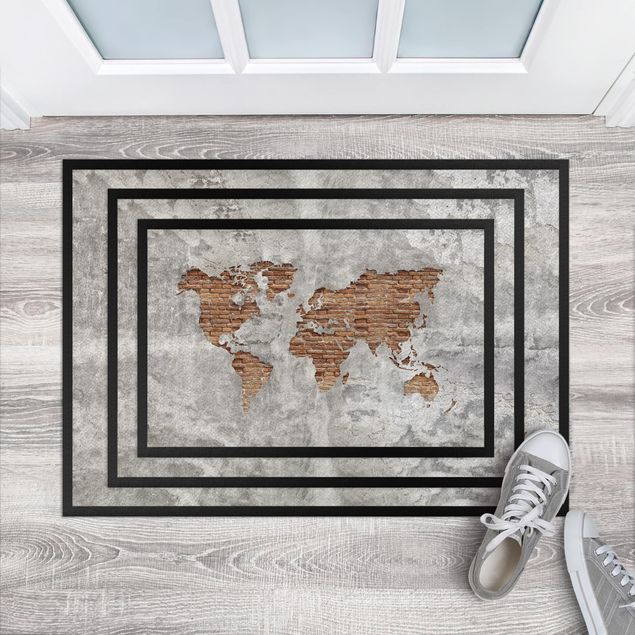 moderne tæppe Shabby Concrete Brick World Map