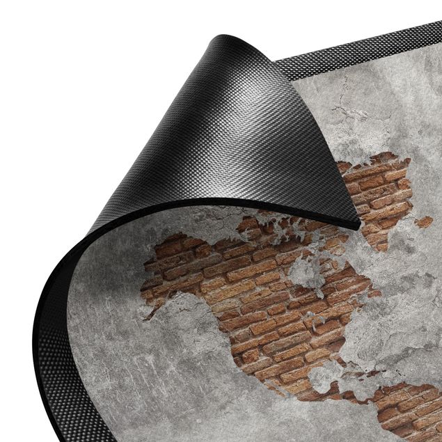 Tæpper i stenlook Shabby Concrete Brick World Map
