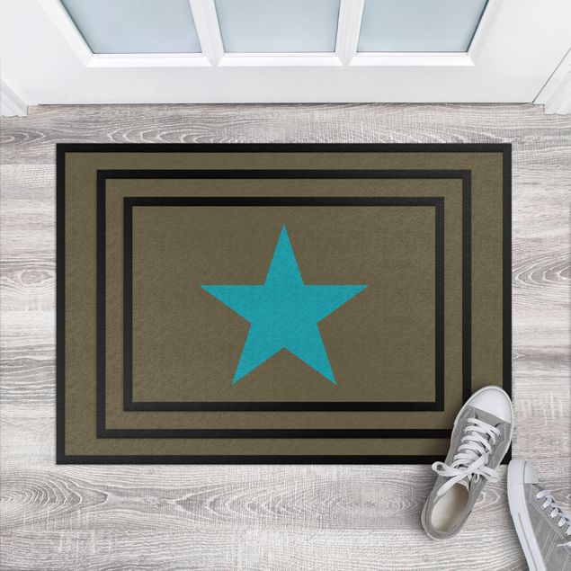 moderne tæppe Star In Brown Turqoise Blue
