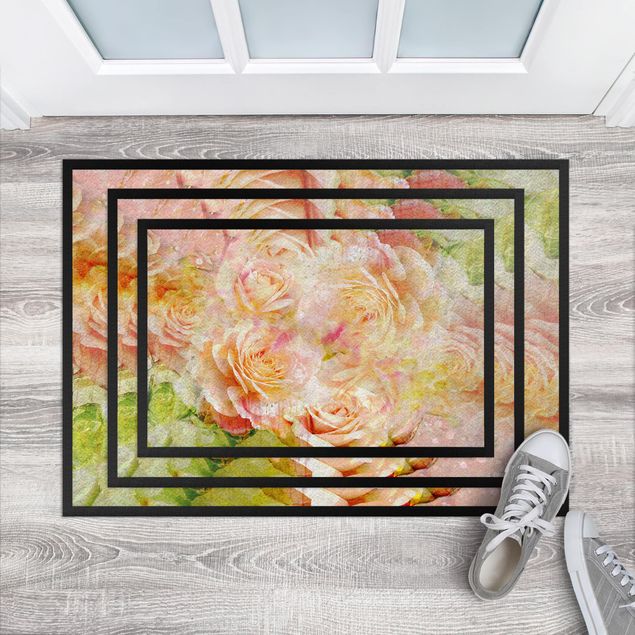 moderne gulvtæppe Watercolour Pastel Rose