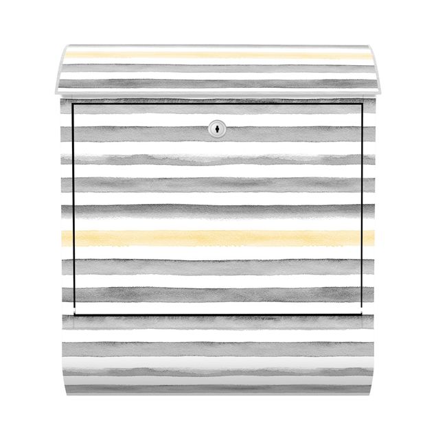 Postkasser grå Yellow And Grey Watercolour Stripes