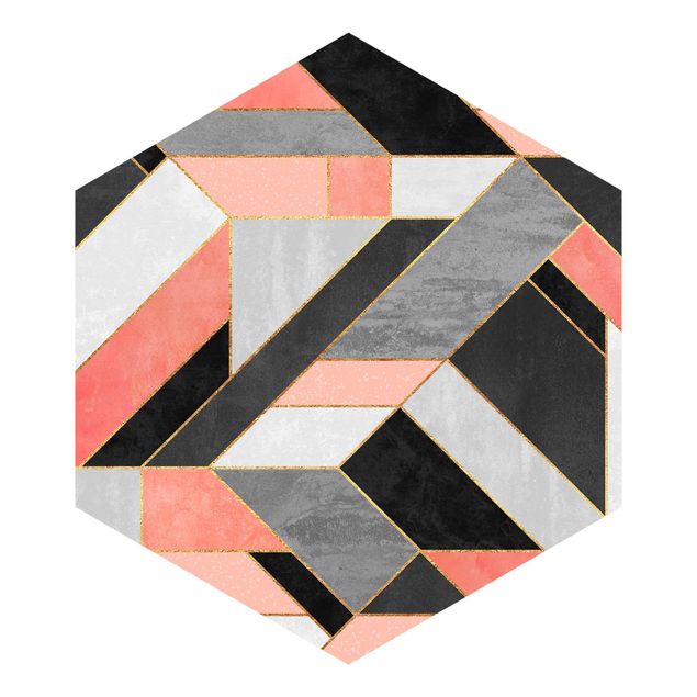 Turkis tapet Geometry Pink And Gold