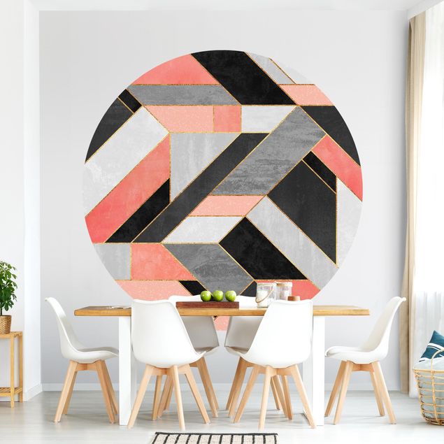 Geometrisk tapet Geometry Pink And Gold