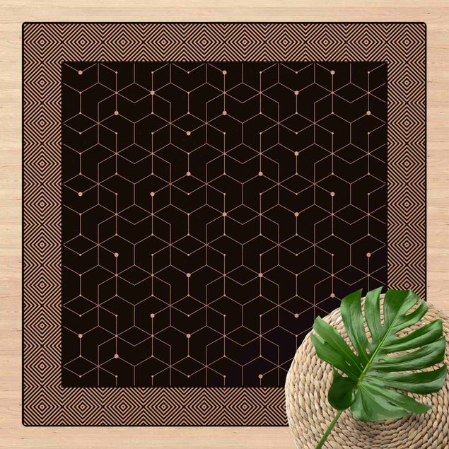 køkken dekorationer Geometrical Tiles Dotted Lines Black With Border