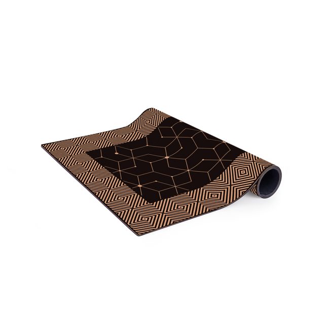 moderne tæppe Geometrical Tiles Dotted Lines Black With Border