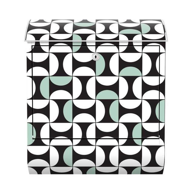 Postkasser sort Geometrical Tile Arches Mint Green With Border