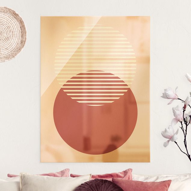 Glasbilleder abstrakt Geometrical Shapes - Circles Pink