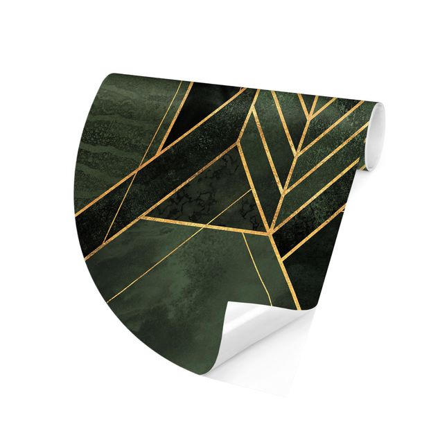 Mønstret tapeter Geometric Shapes Emerald Gold