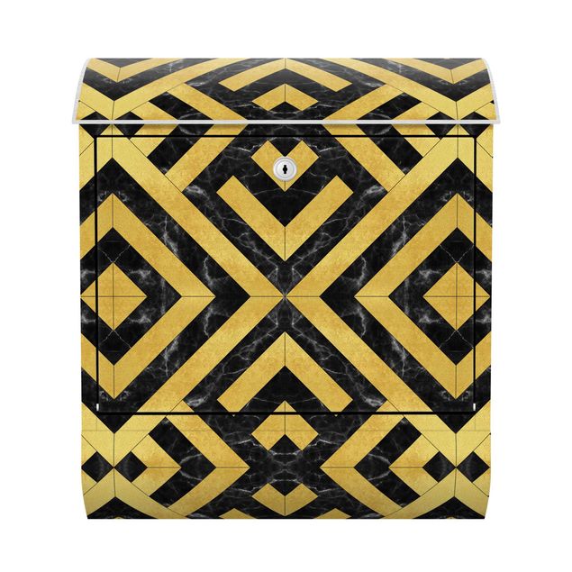Postkasser Geometrical Tile Mix Art Deco Gold Black Marble