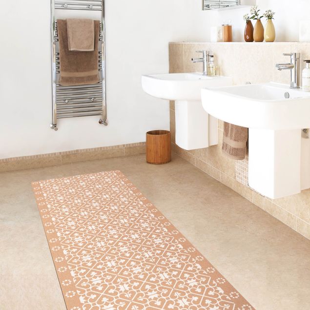 gulvløber Geometrical Tile Mix Hearts White